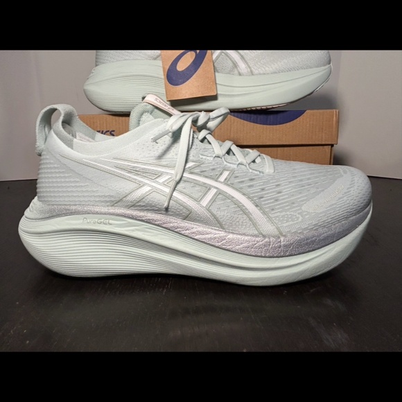 ASICS Gel-Nimbus 27 Running Shoes Sneakers Pure Aqua/White Womans 11